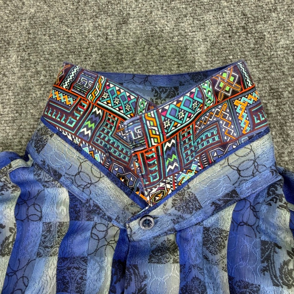 Robert Graham Shirt Men's 3XL Blue Check Playing Card Flip Cuff Button Up - Picture 11 of 13